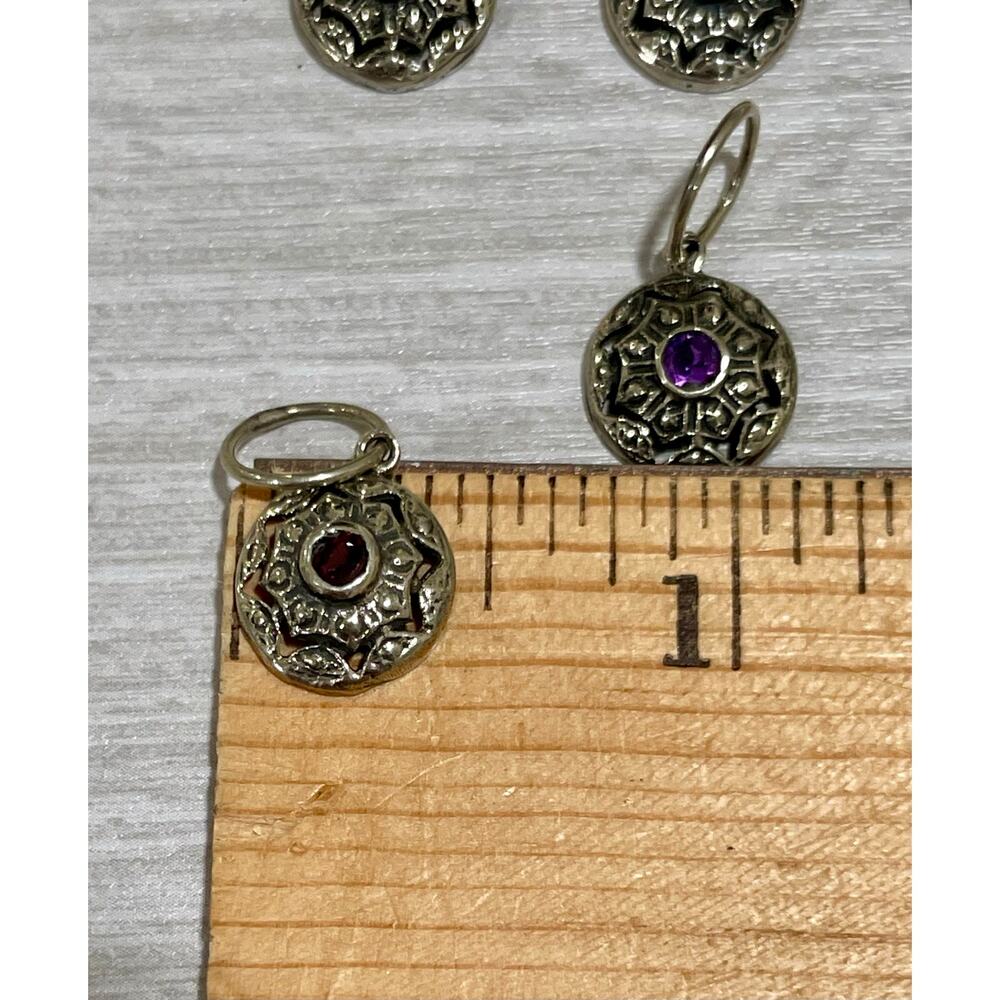 Love Heals Garnet JANUARY Birthstone Round White Bronze Charm LH82 - Picture 6 of 8